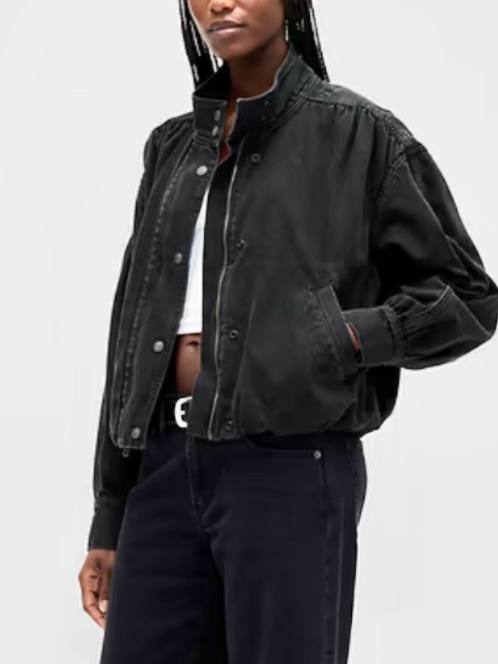 Nwt bubble waist denim bomber